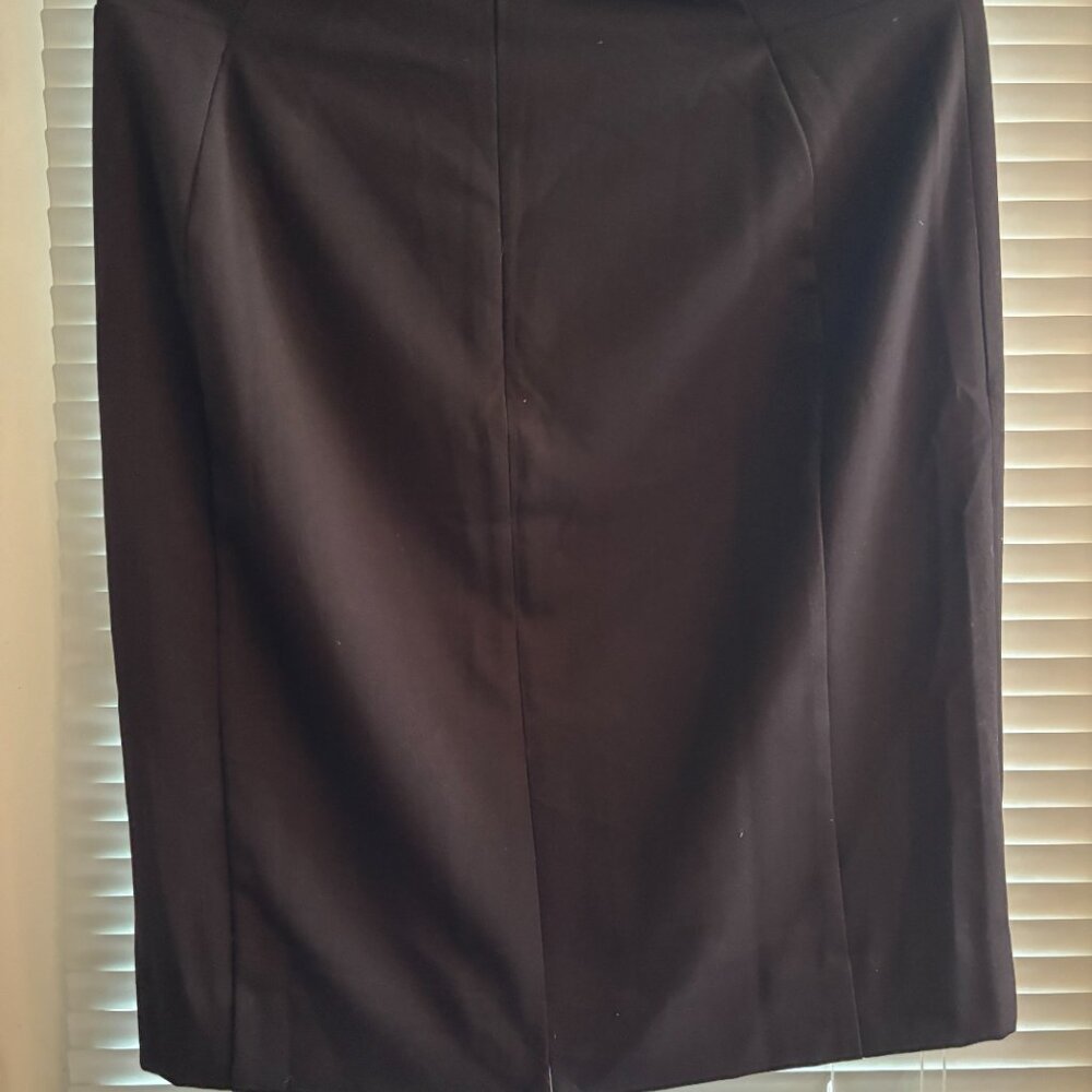 White House Black Market Black Pencil Skirt Leopard Print Lining Size 12 - Picture 4 of 8